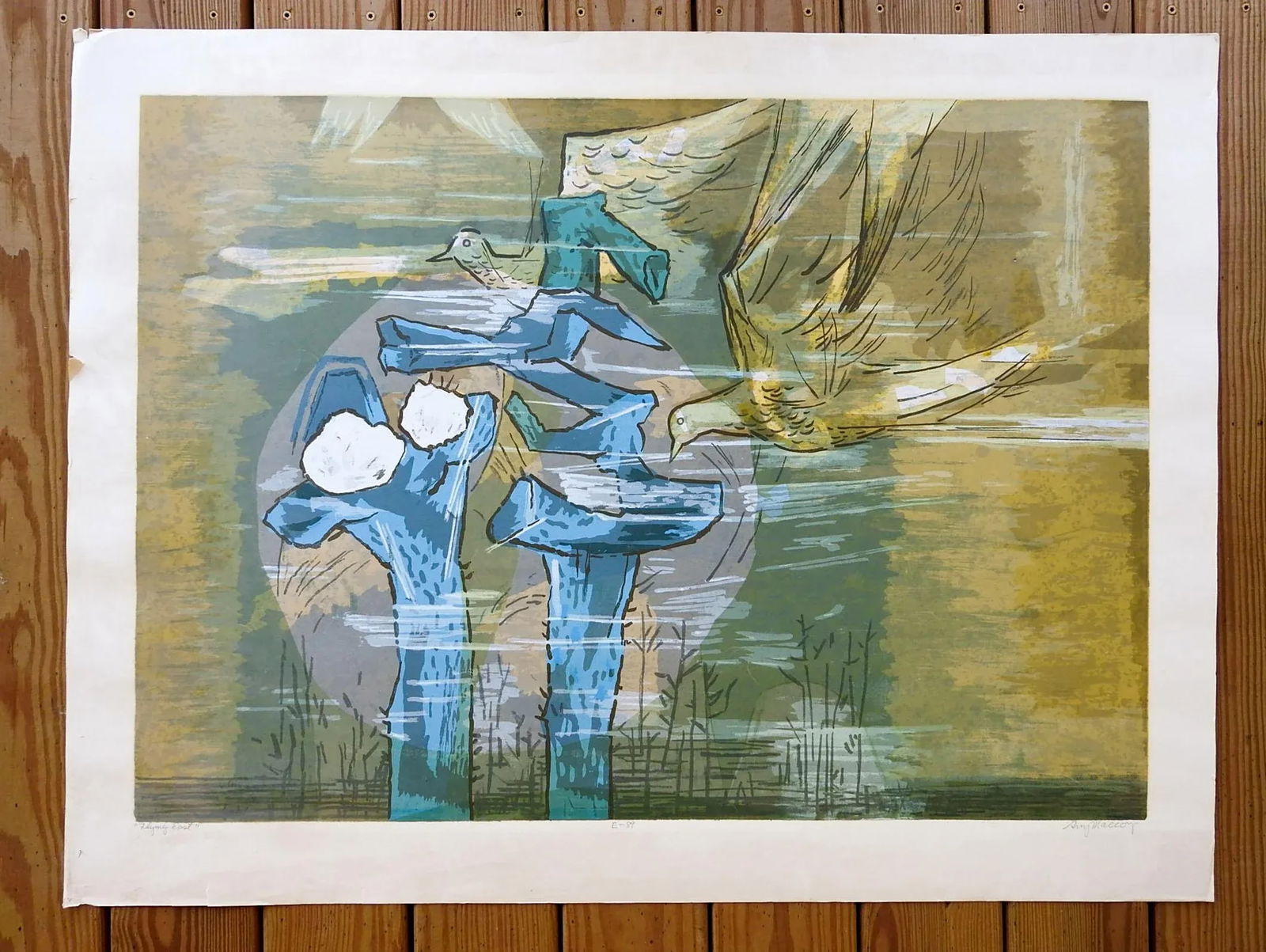 Mid 20th Century Abstract Birds Serigraph by Guy MacCoy - 5