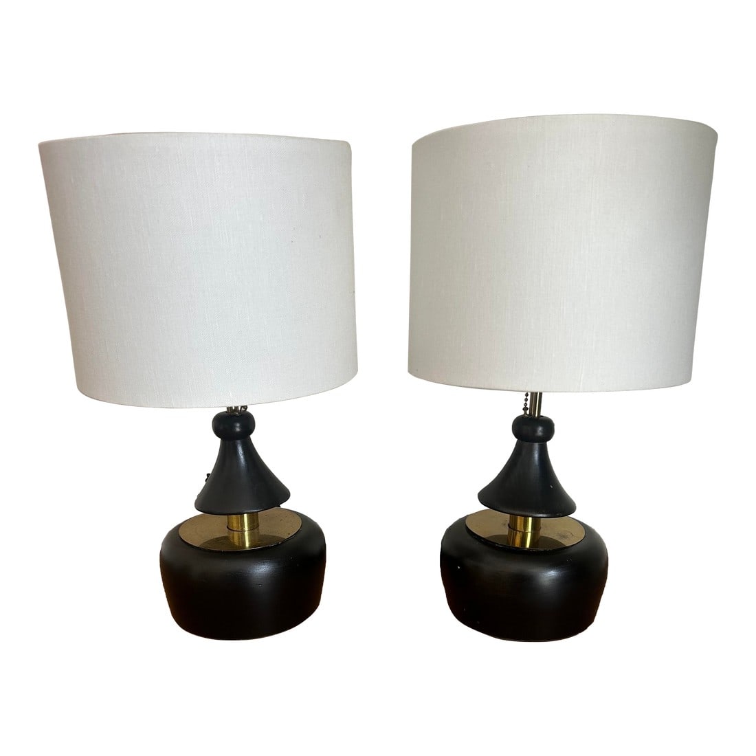 1980s Ebony and Brass Table Lamps - a Pair (1 of 6)