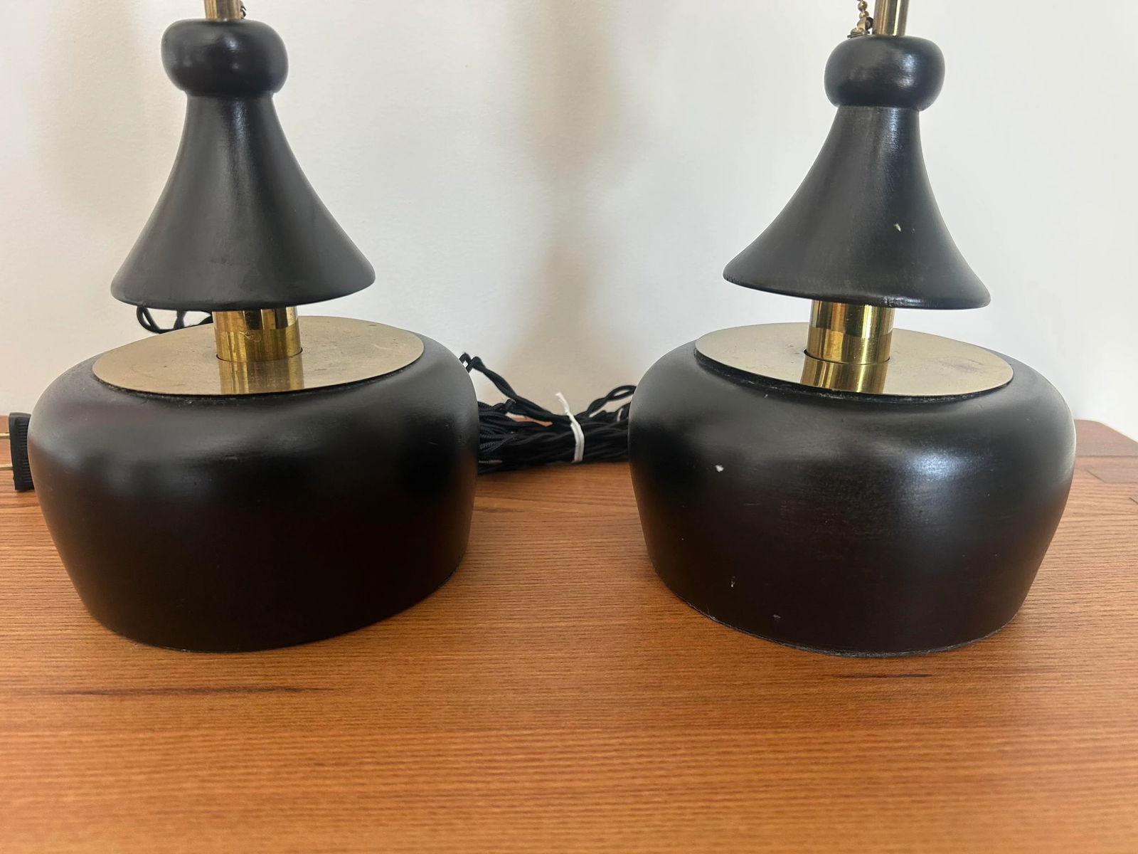 1980s Ebony and Brass Table Lamps - a Pair - 6