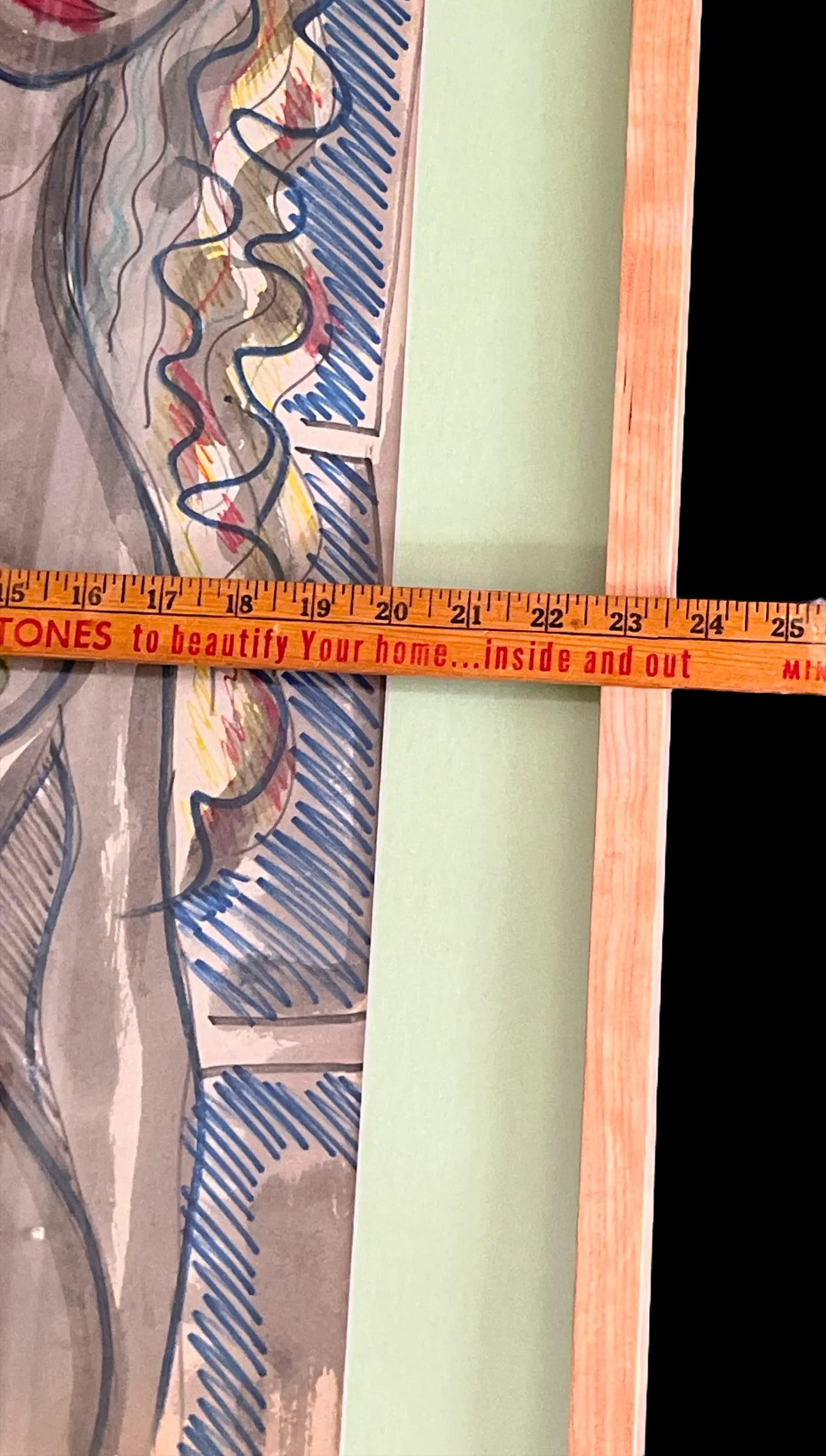 Framed MidCentury 1950s Figurative Abstract Cubist Double Female Nude Watercolor by Fred Schwartz - 7