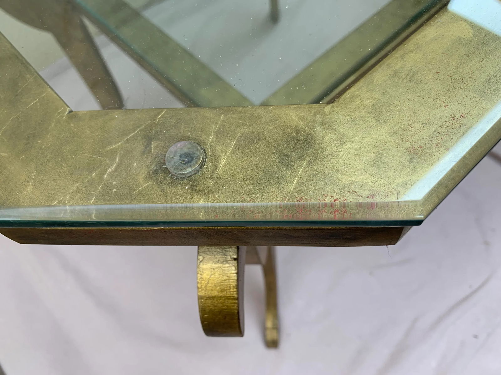 Octagon Shape Gilt Metal Center Table - 5