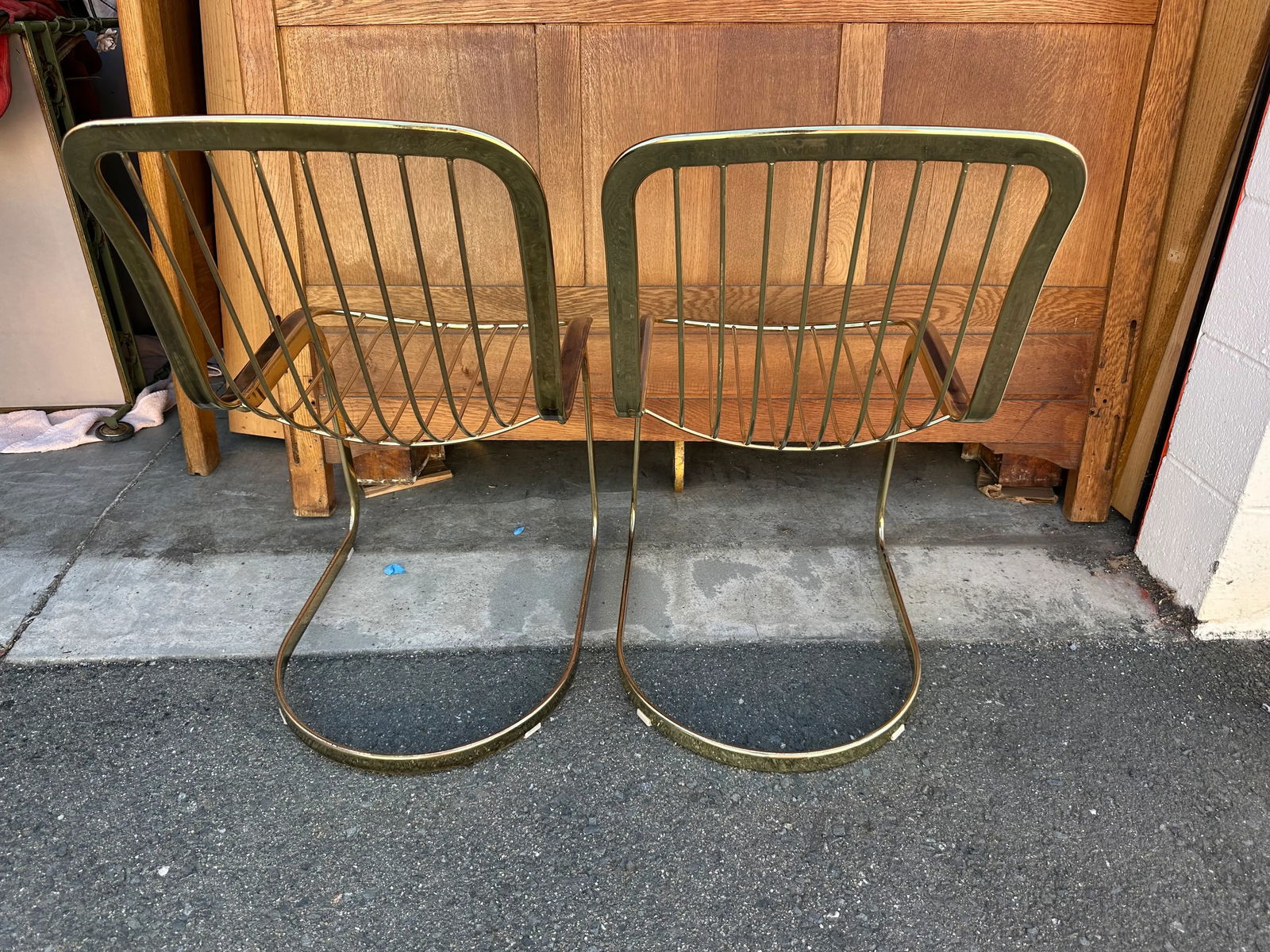 Cidue Mid Century Italian Brass Cantilever Chair - Set of 2 - 4