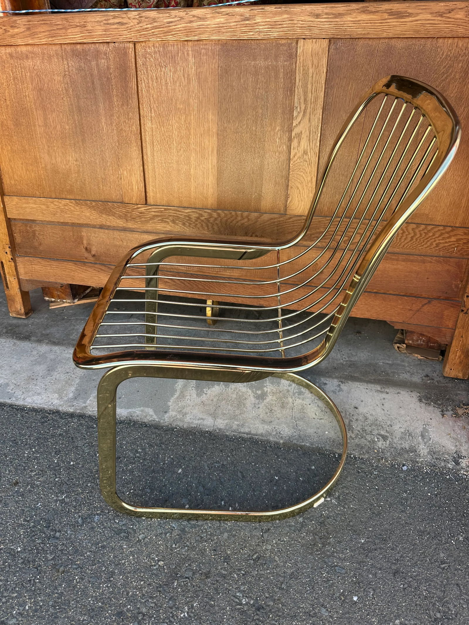 Cidue Mid Century Italian Brass Cantilever Chair - Set of 2 - 6