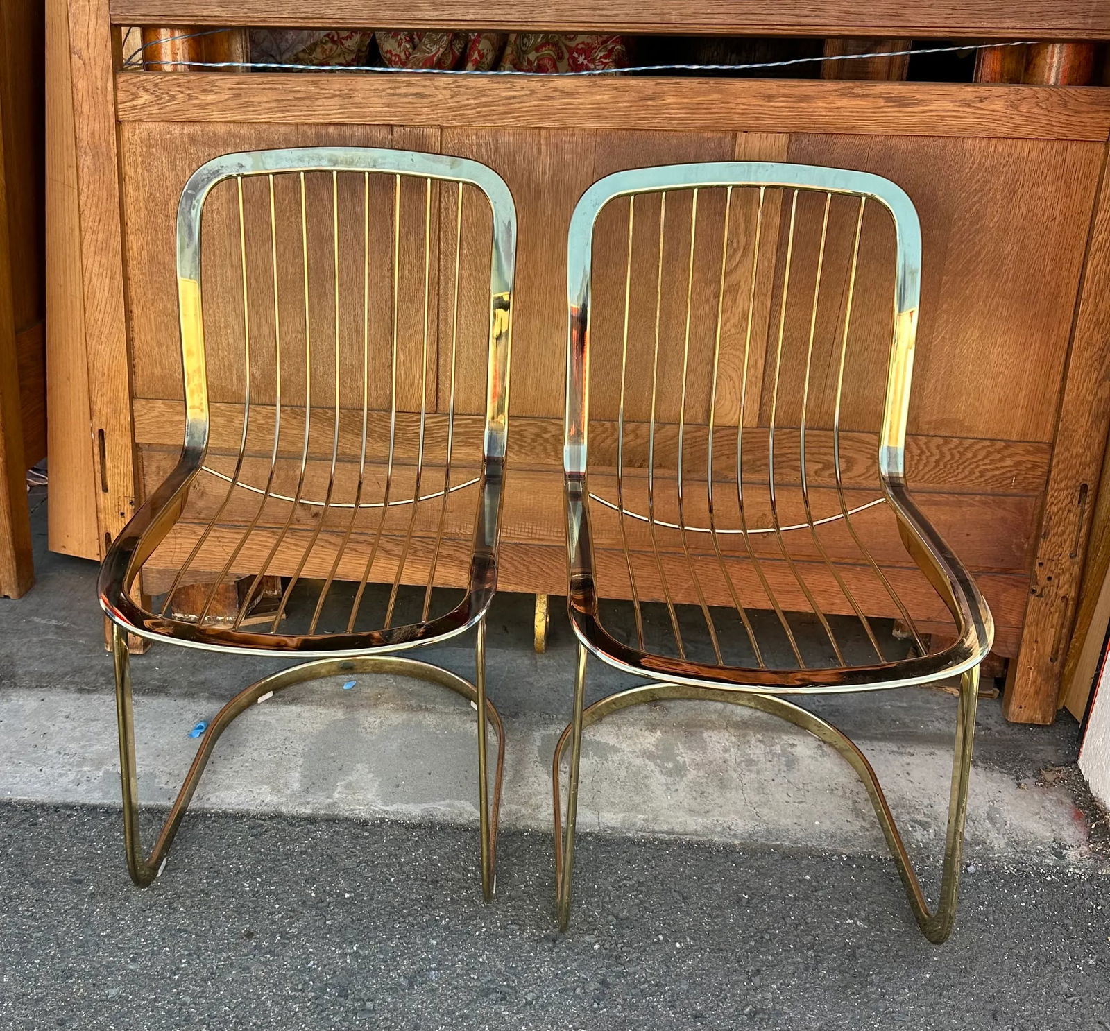 Cidue Mid Century Italian Brass Cantilever Chair - Set of 2 - 7