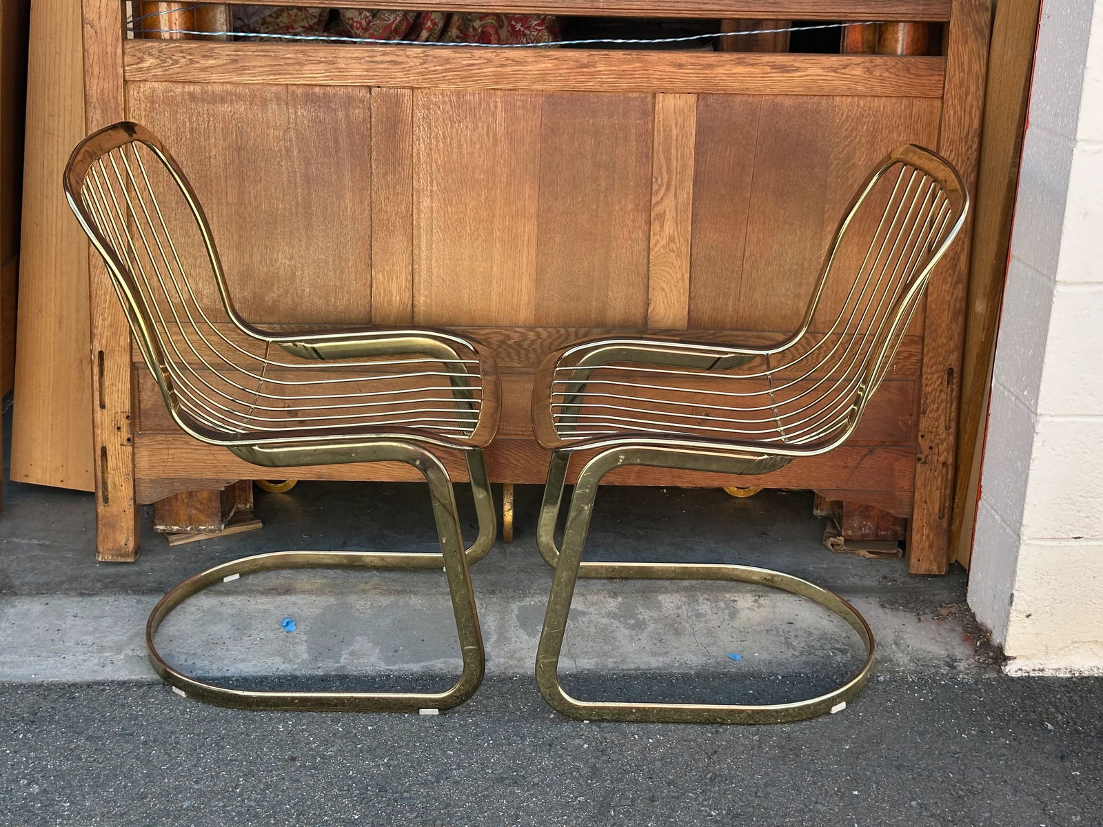 Cidue Mid Century Italian Brass Cantilever Chair - Set of 2 - 9