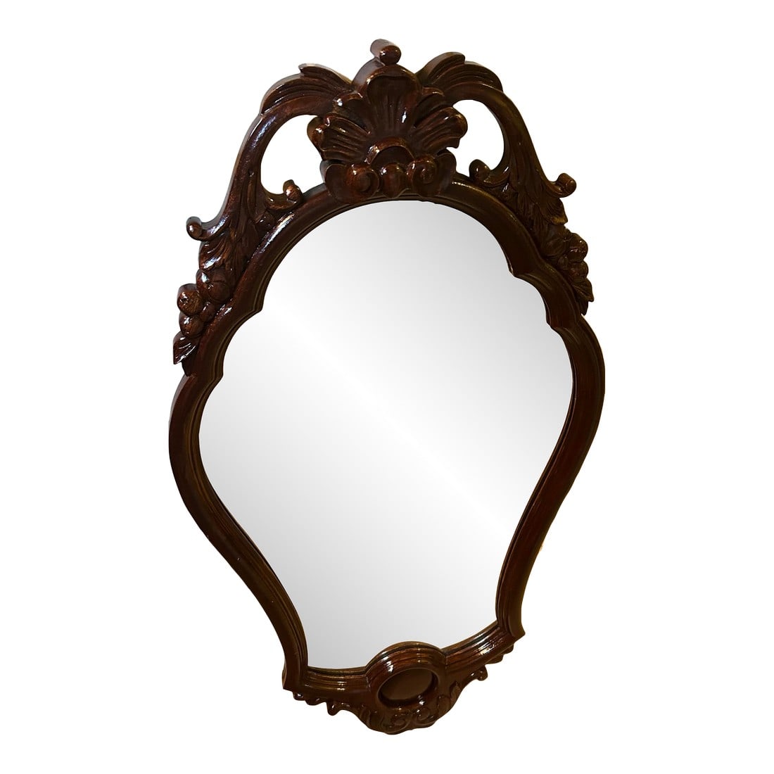 Circa 1940s Vintage Rococo Style Mirror with Carved Floral Motifs, In the Style of Louis XV (1 of 9)