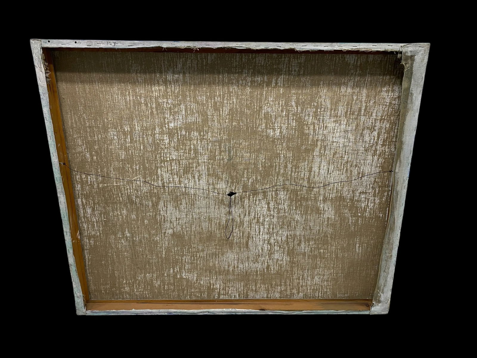 Large 1970s Bauhaus Cubist Surrealist Abstract Painting of Horses in Blues and Yellows Signed - 9