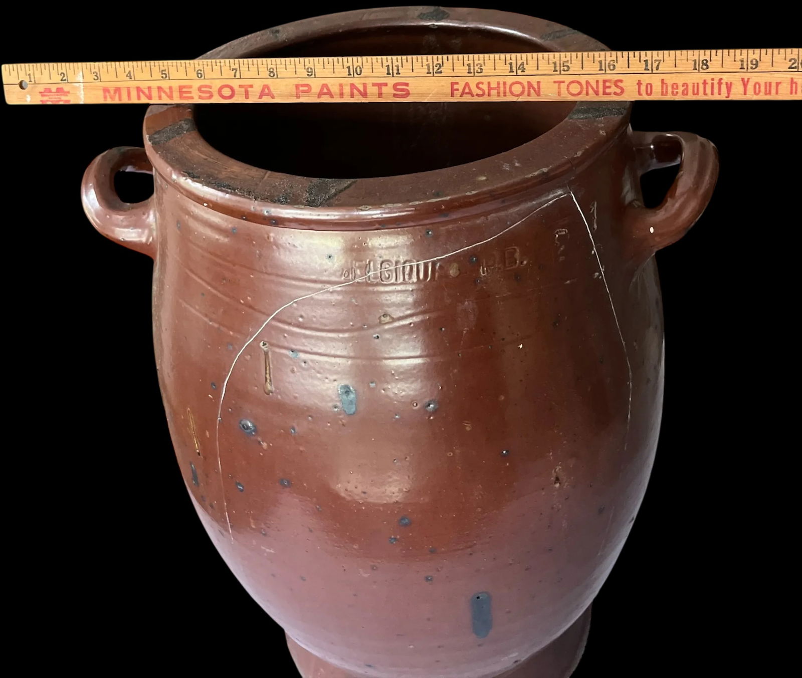 Antique 19th Century Handmade French Brown Slip Salt Glazed Terracotta Confit Pots – Set of 3 - 14