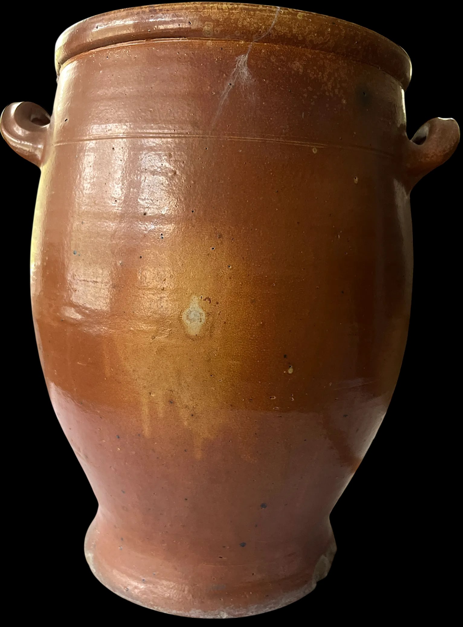 Antique 19th Century Handmade French Brown Slip Salt Glazed Terracotta Confit Pots – Set of 3 - 6