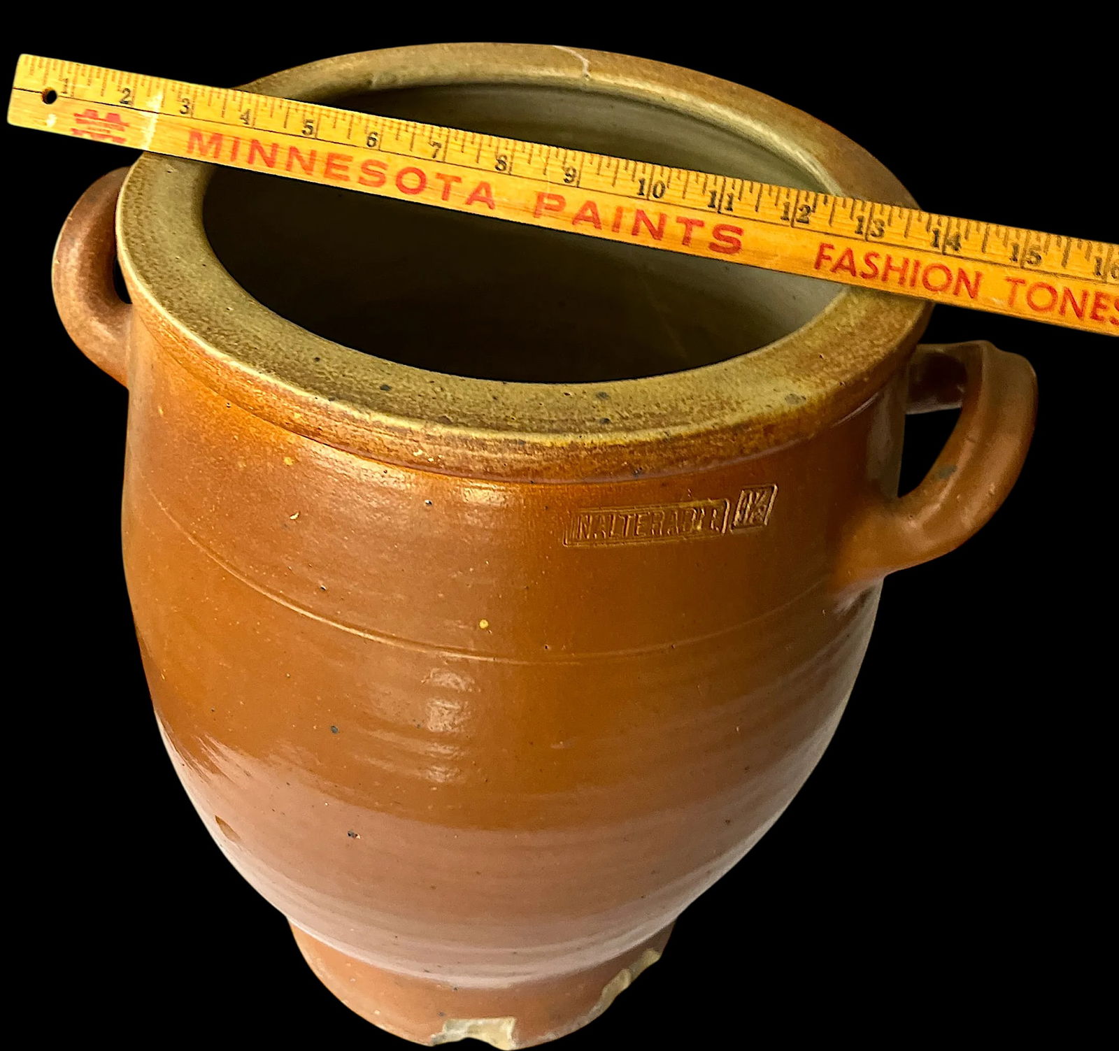 Antique 19th Century Handmade French Brown Slip Salt Glazed Terracotta Confit Pots – Set of 3 - 9