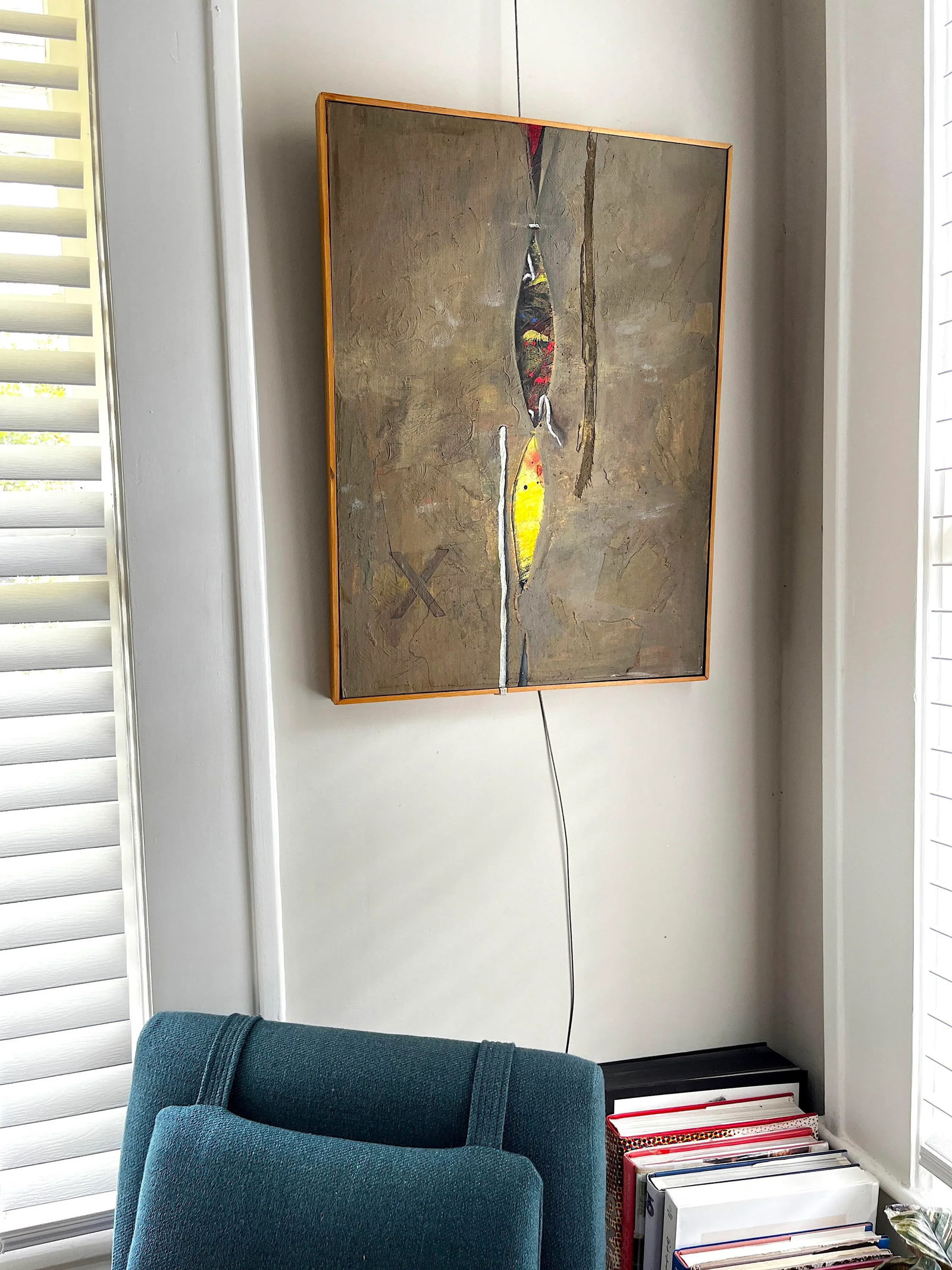 Modern Abstract Mixed Media Painting With Trompe l'Oeil Details, Earth-Toned Textural Composition Wi - 11