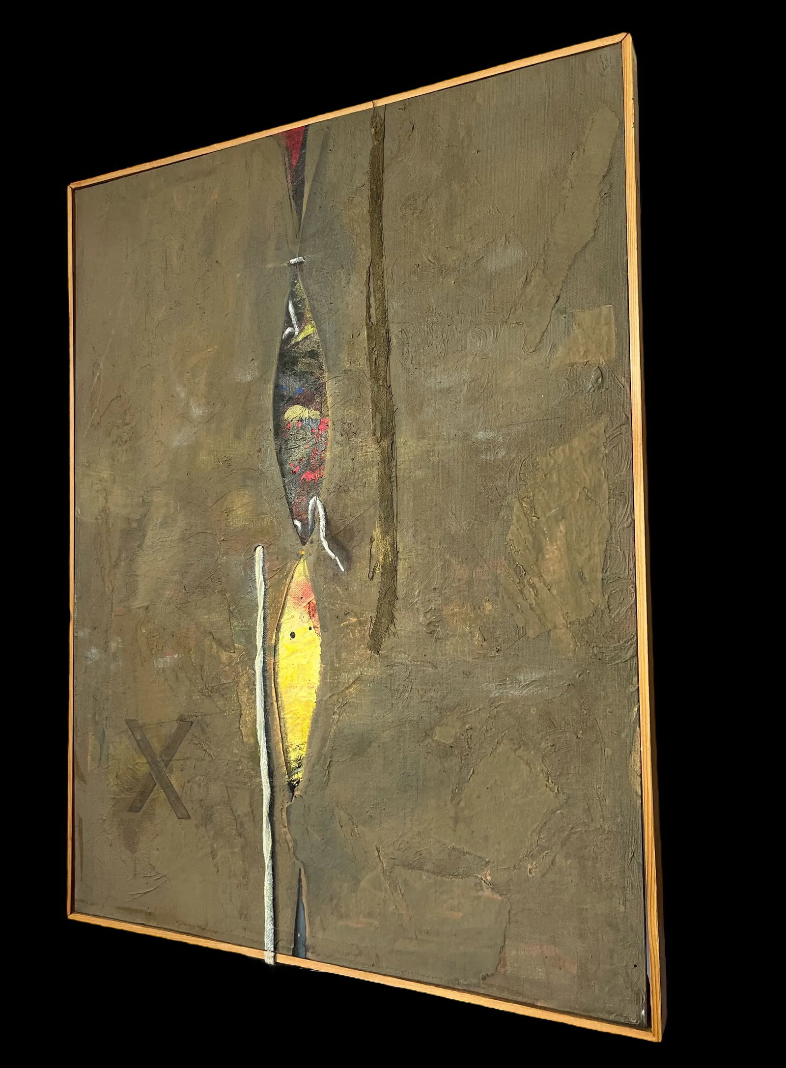 Modern Abstract Mixed Media Painting With Trompe l'Oeil Details, Earth-Toned Textural Composition Wi - 6