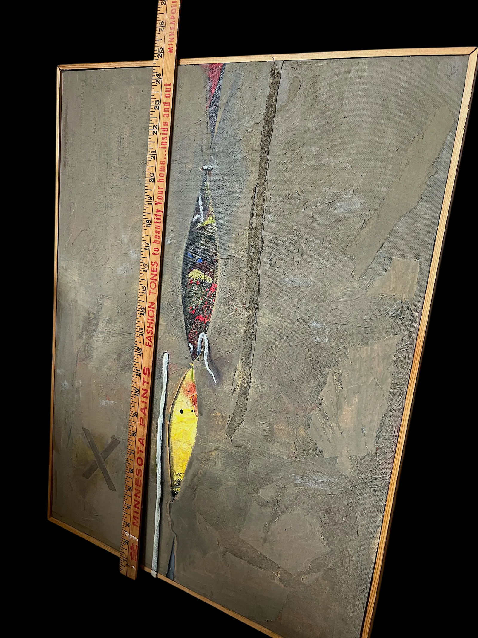 Modern Abstract Mixed Media Painting With Trompe l'Oeil Details, Earth-Toned Textural Composition Wi - 9