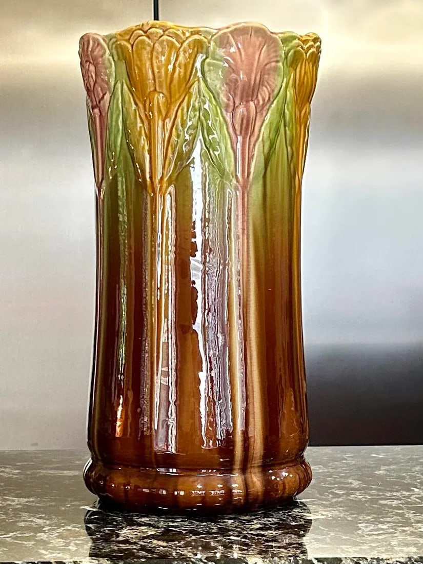 Umbrella Stand in the Style of Weller's Bedford Pattern, Early 1900's, Floral Design, Art Nouvea - 3