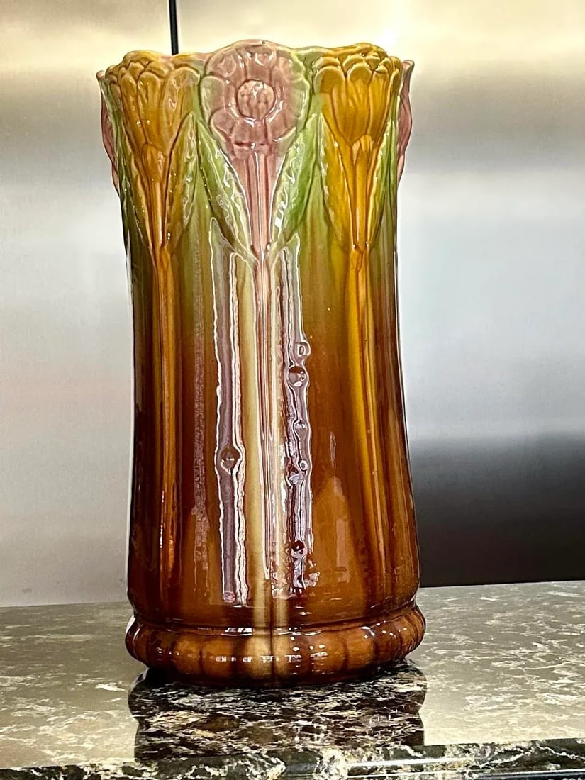 Umbrella Stand in the Style of Weller's Bedford Pattern, Early 1900's, Floral Design, Art Nouvea - 5