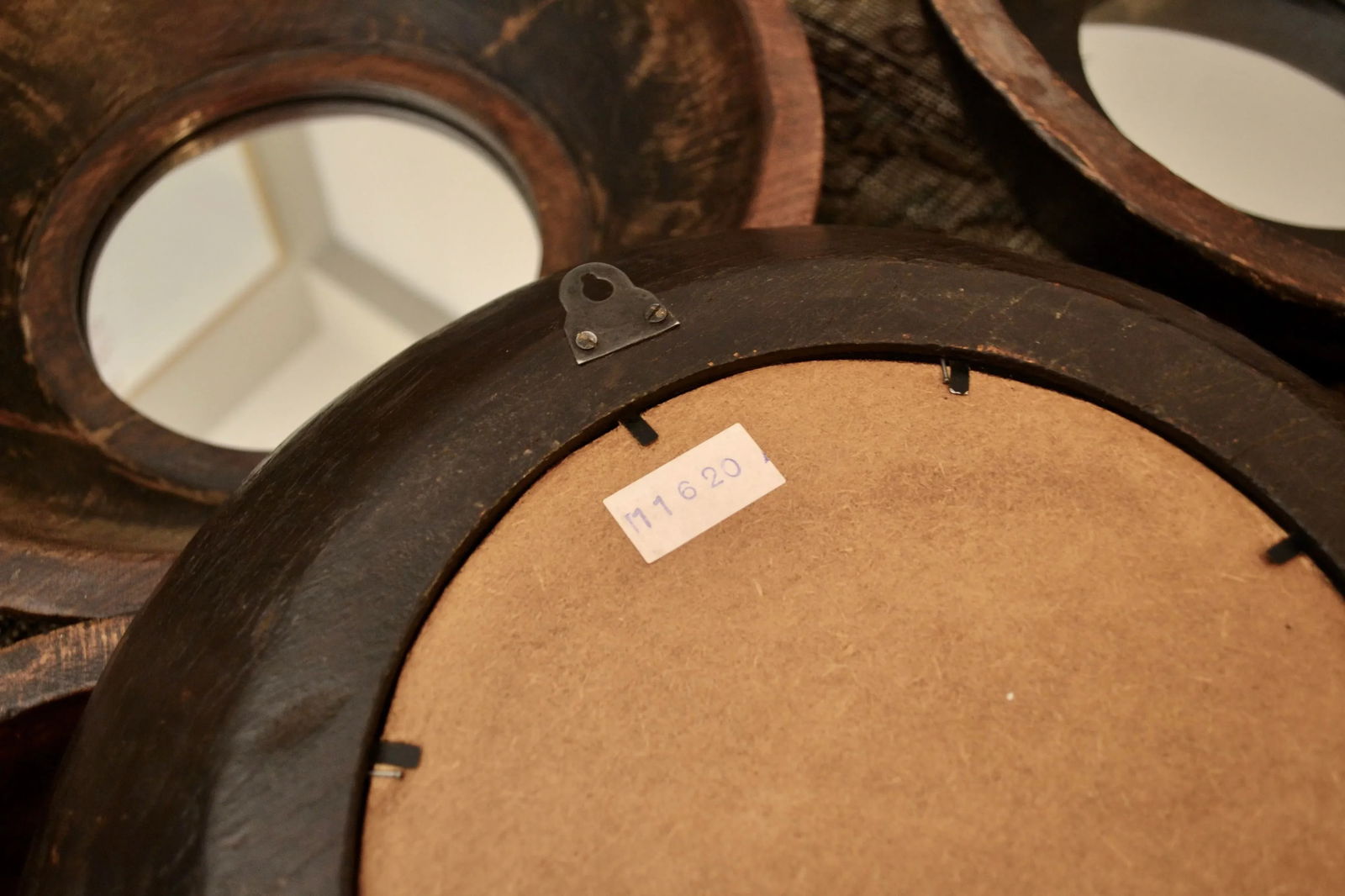 Mid 20th Century Primitive Style Wood Bowl Mirrors - Set of 5 - 5