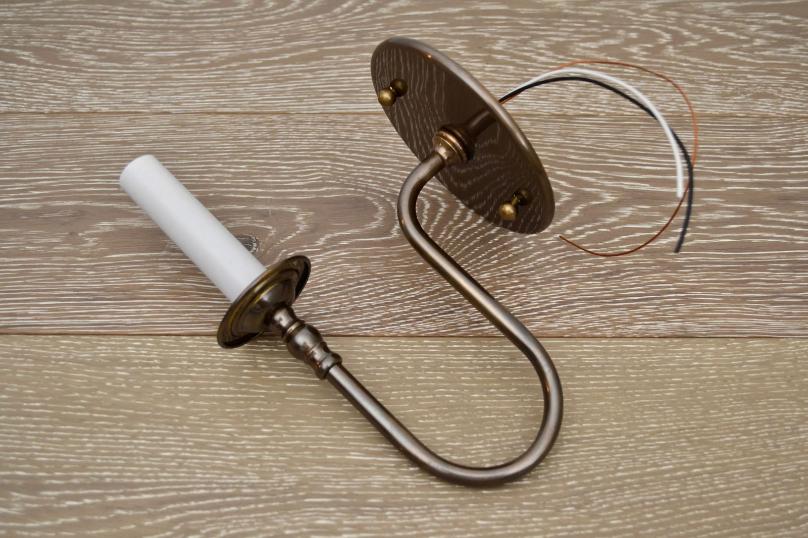 Custom Brass Curved Arm Electrified Candelabra Sconces - A Pair - 3