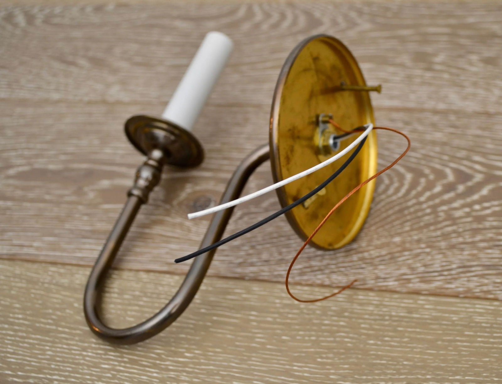 Custom Brass Curved Arm Electrified Candelabra Sconces - A Pair - 4