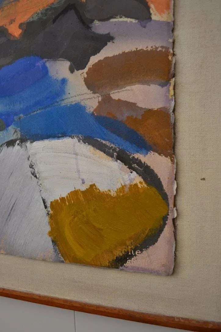 Colorful Mid Century Abstract Painting, Framed - 3