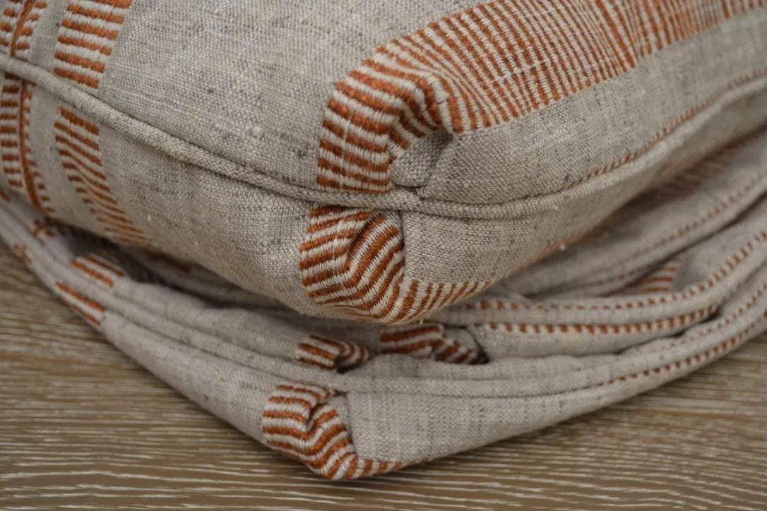 Custom Grotto Stripe Terracotta Pillow Covers With Turkish Corners - 2 Pair - 2