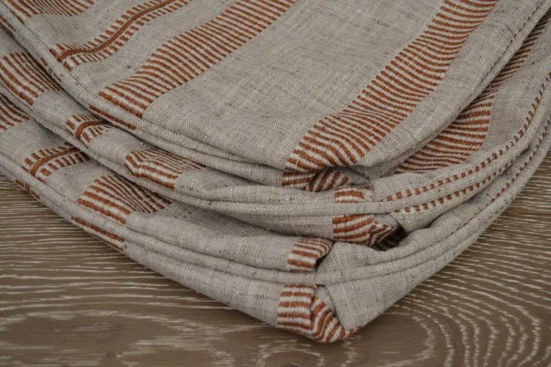 Custom Grotto Stripe Terracotta Pillow Covers With Turkish Corners - 2 Pair - 4