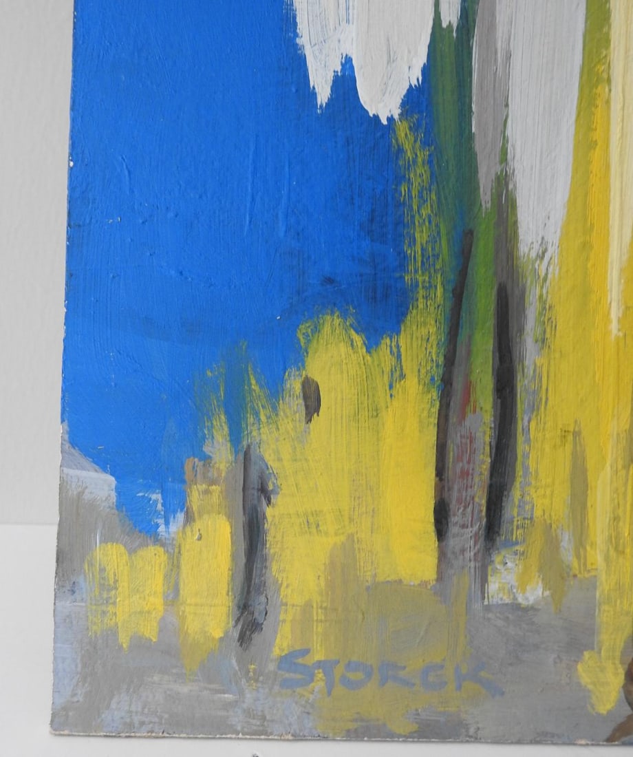 Mid 20th Century Blue and Yellow Abstract Landscape Painting - 2