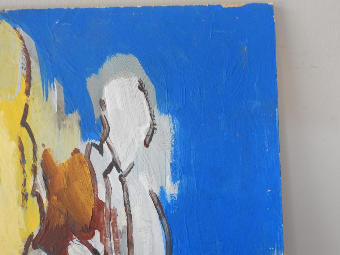 Mid 20th Century Blue and Yellow Abstract Landscape Painting - 4