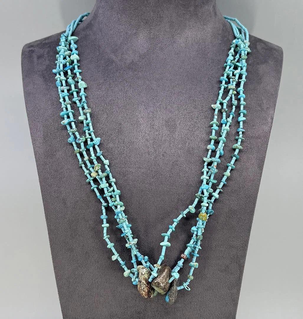 Contemporary Turquoise Hieshi Beaded Multi Strand Necklace - 2