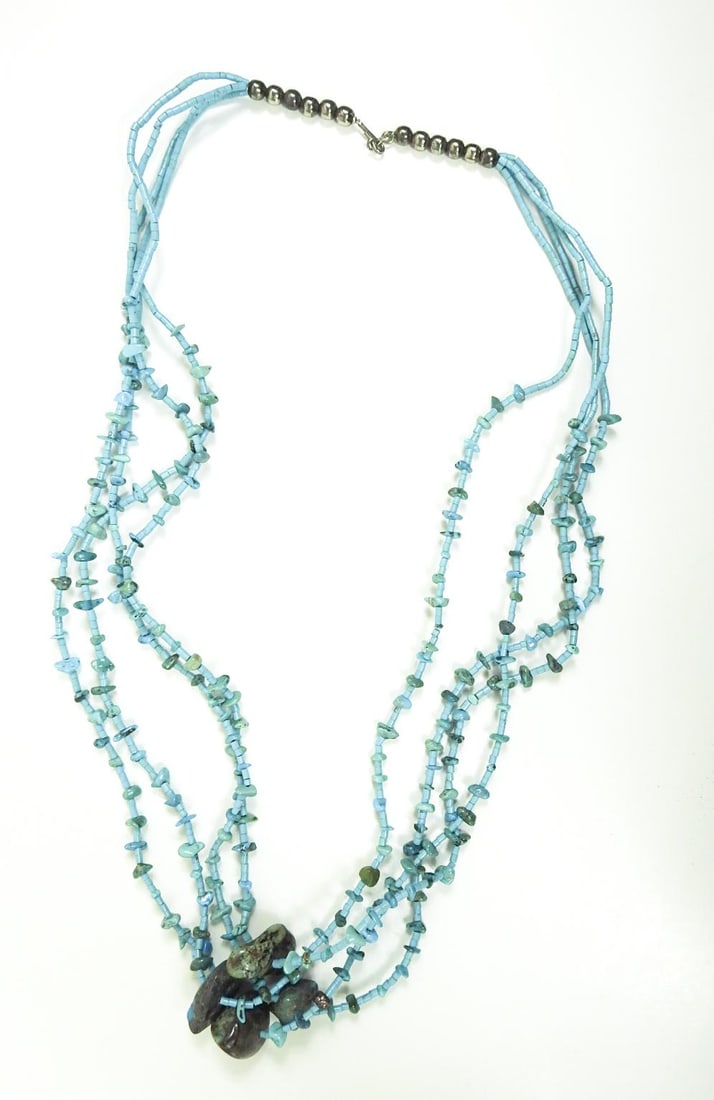 Contemporary Turquoise Hieshi Beaded Multi Strand Necklace - 3