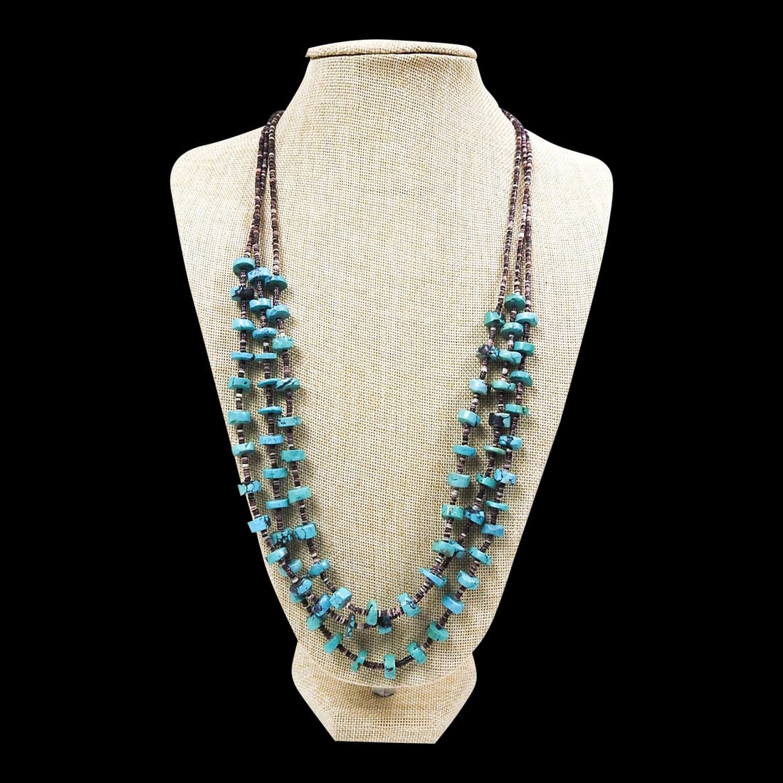 Late 20th Century Turquoise Shell Hieshi Beaded Multi Strand Necklace - 2