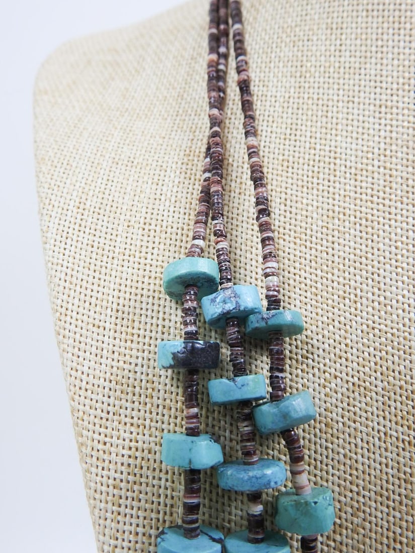 Late 20th Century Turquoise Shell Hieshi Beaded Multi Strand Necklace - 4