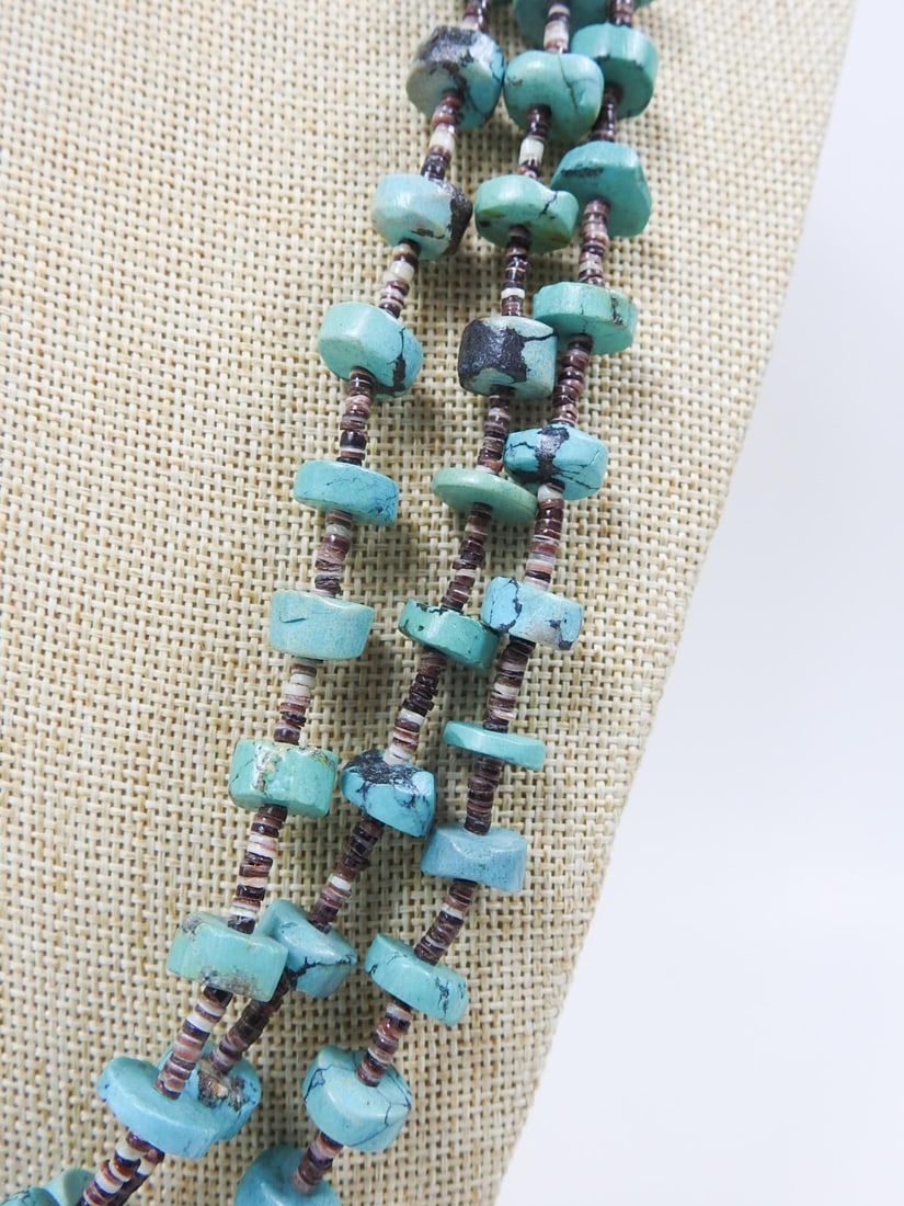 Late 20th Century Turquoise Shell Hieshi Beaded Multi Strand Necklace - 5