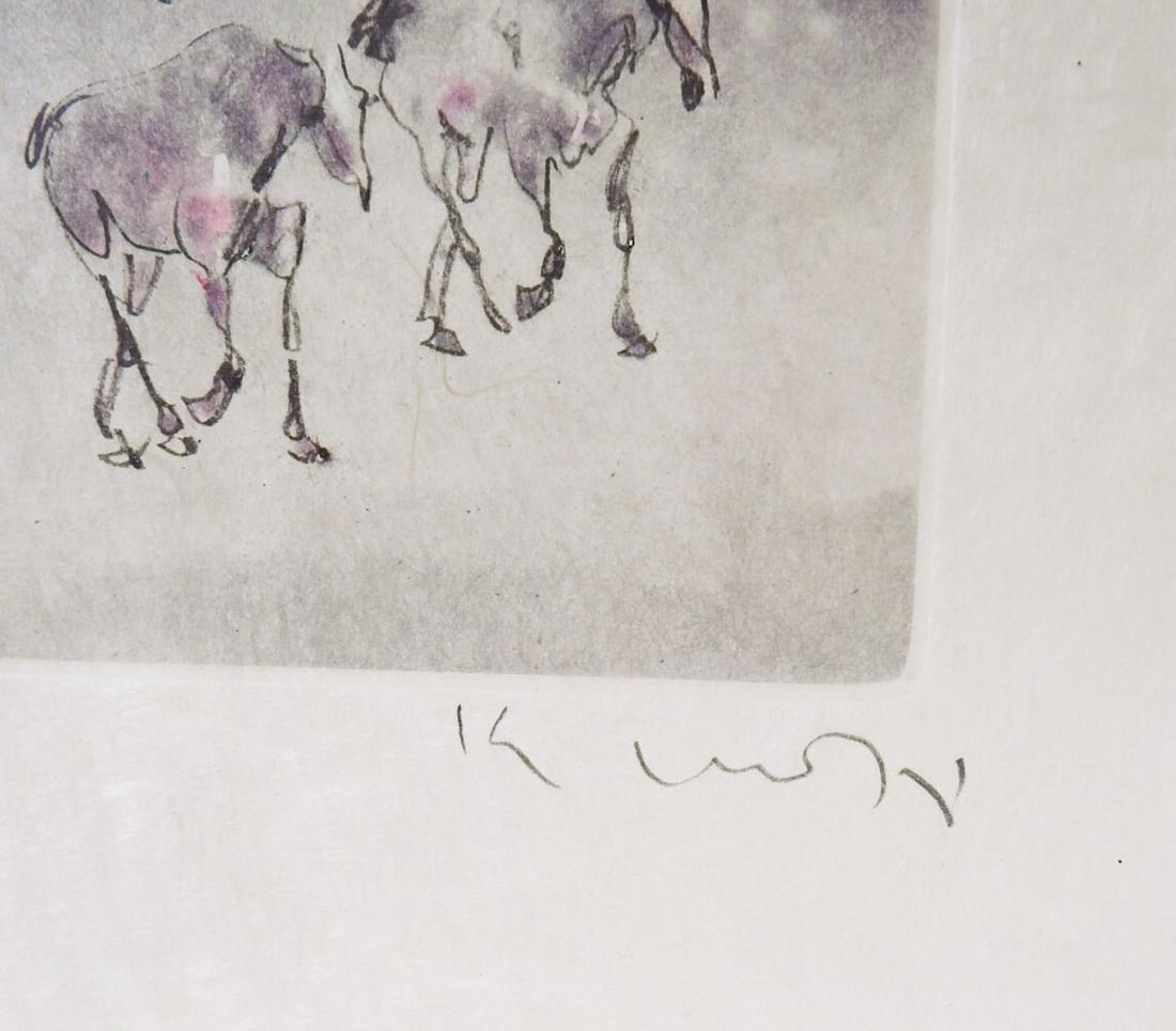 Late 20th Century Kaiko Moti Horses Aquatint Etching - 2