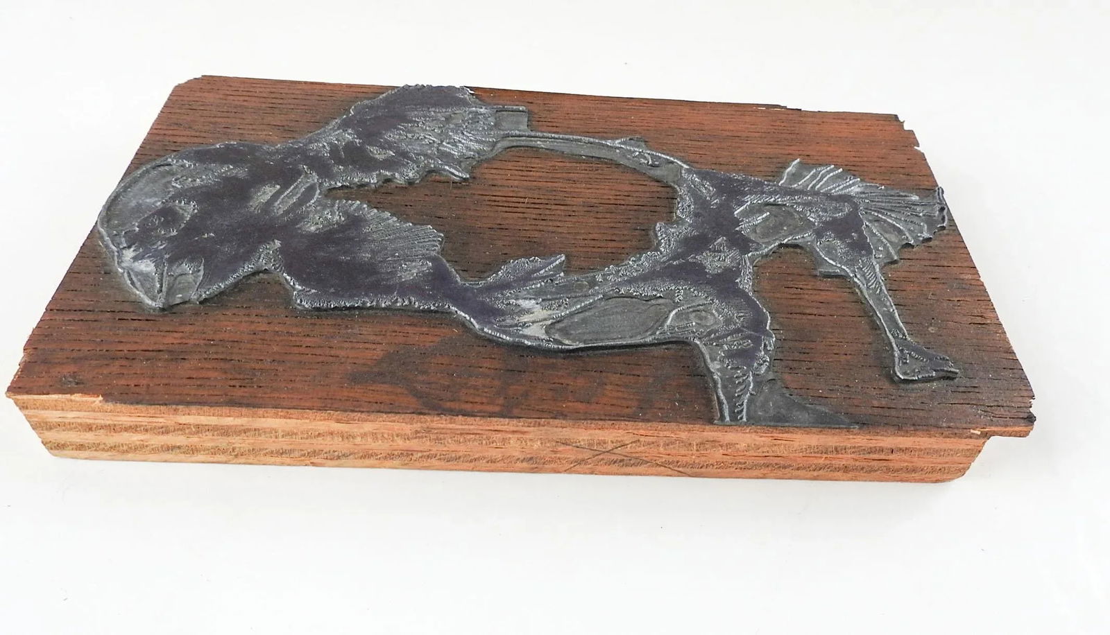 Mid Century Birdman Metal & Wood Print Block in the Manner of Leonard Baskin - 3