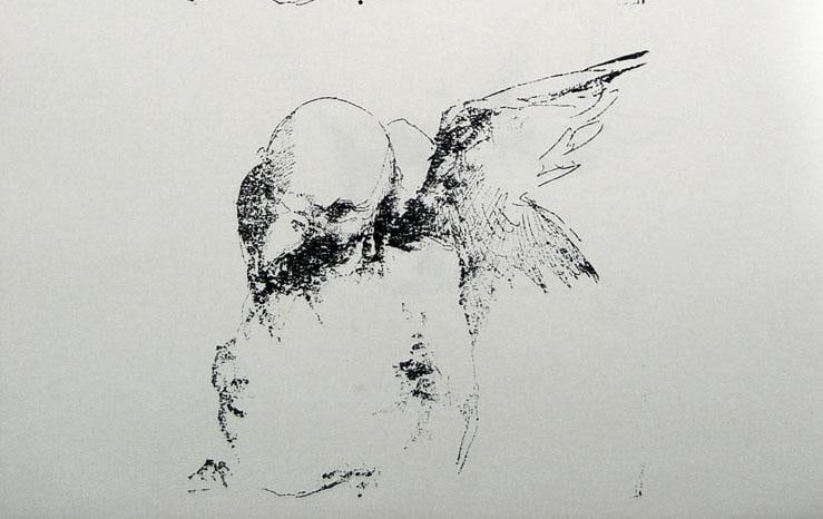 Expressionist Birdman Etched Metal & Wood Print Block in the Manner of Leonard Baskin - 2