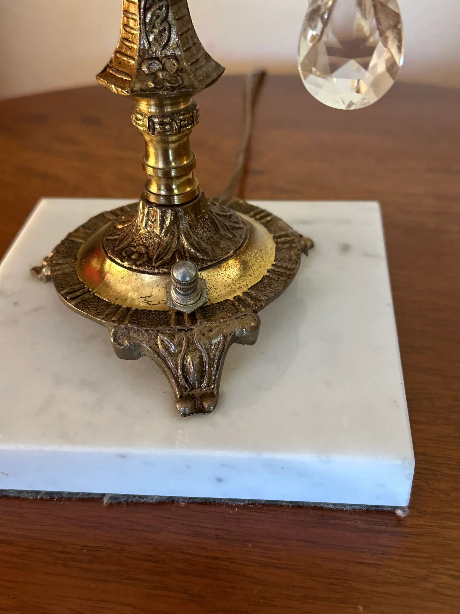 Vintage Spanish Brass & Crystal Candelabra Lamp - 9