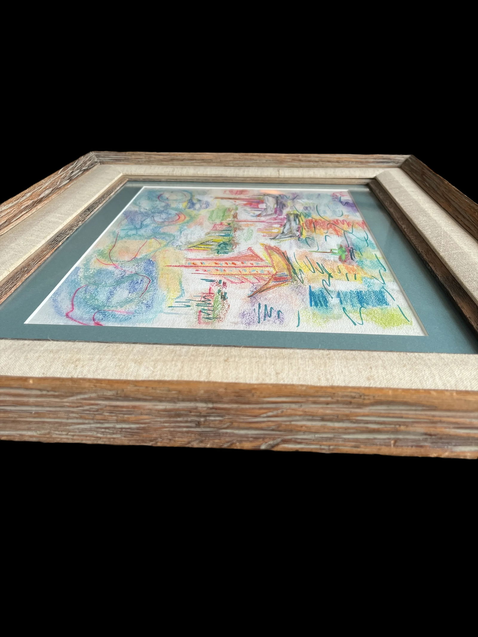 Vibrant Pastel Sailboat Seascape in Wood & Linen Frame – Signed & Dated 1979 - 6