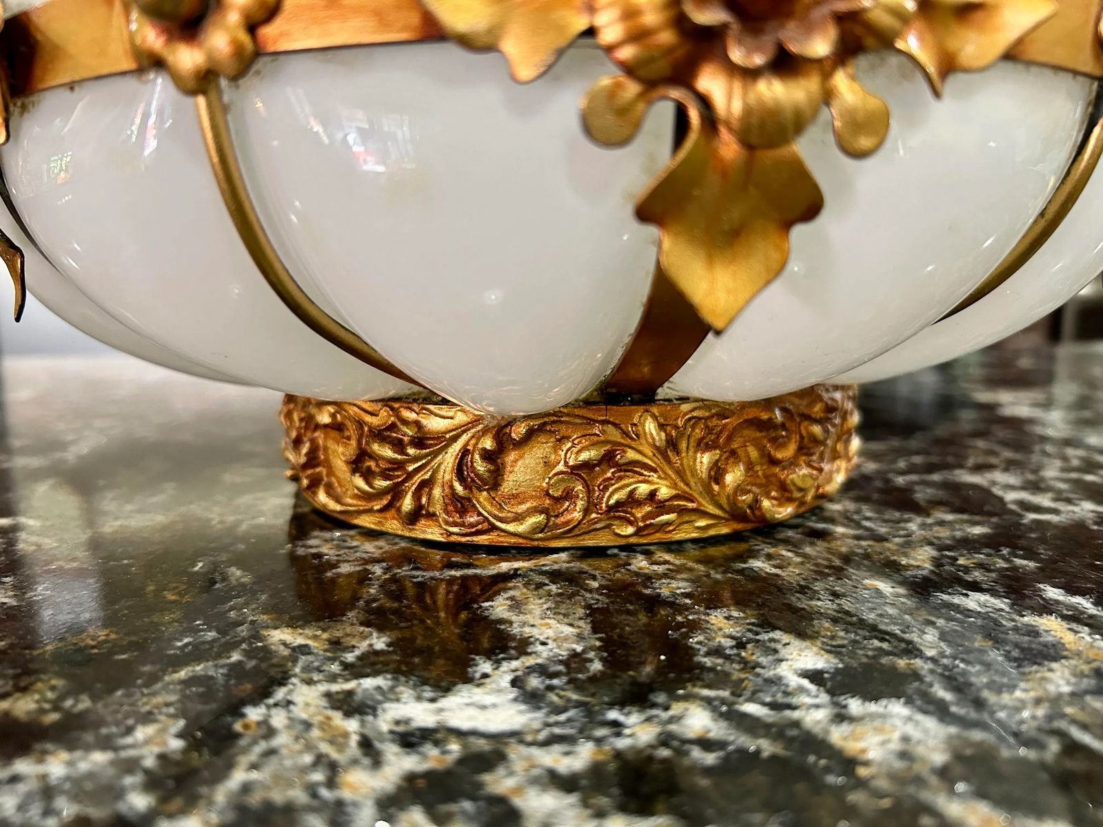 Handmade Mouth Blown in the Style of Seguso, Murano, Wrought Iron, Caged White Glass, Swag Chandelie - 8