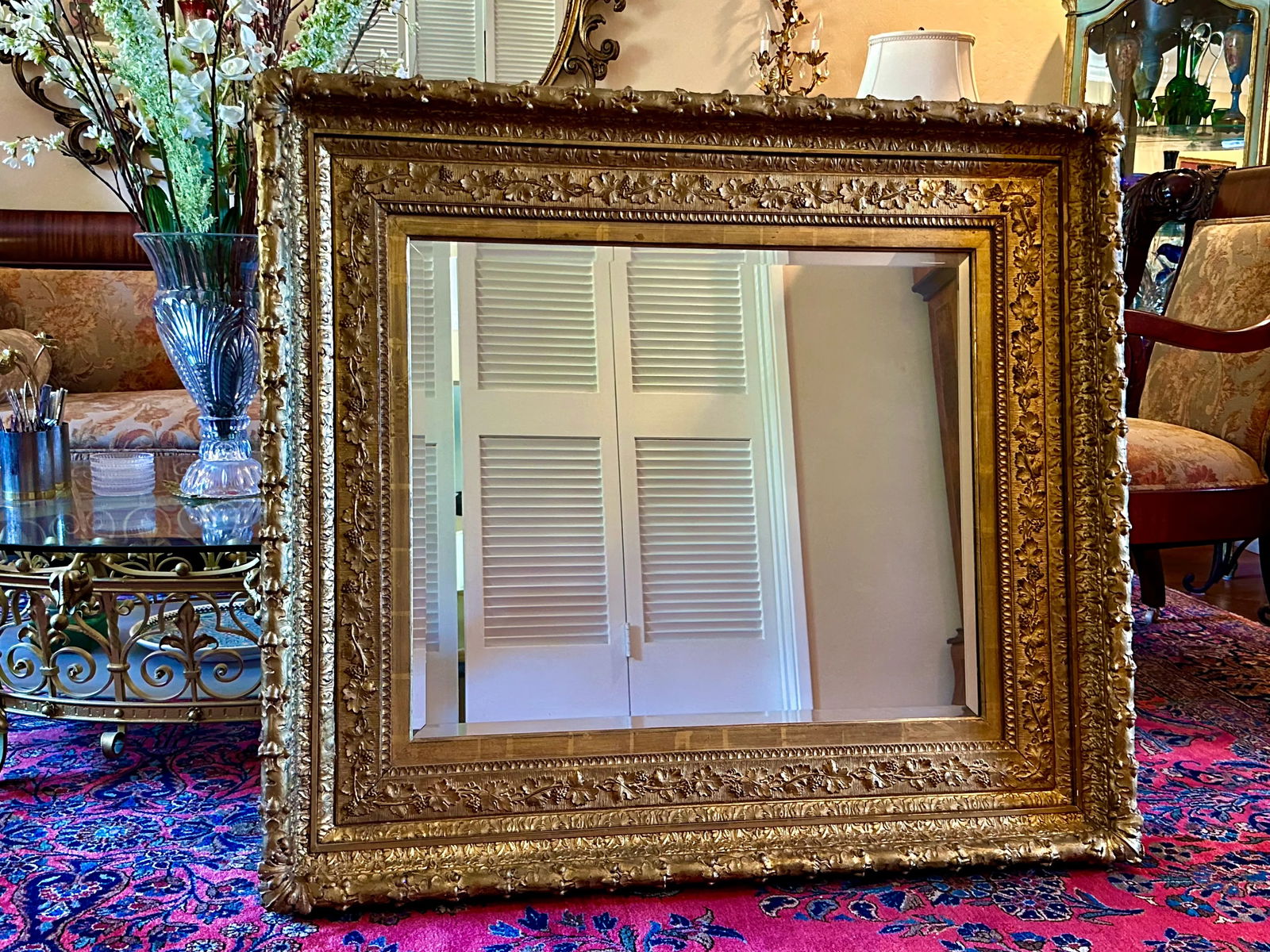 Antique Gold Grosse Frame With Beveled Mirror - 5