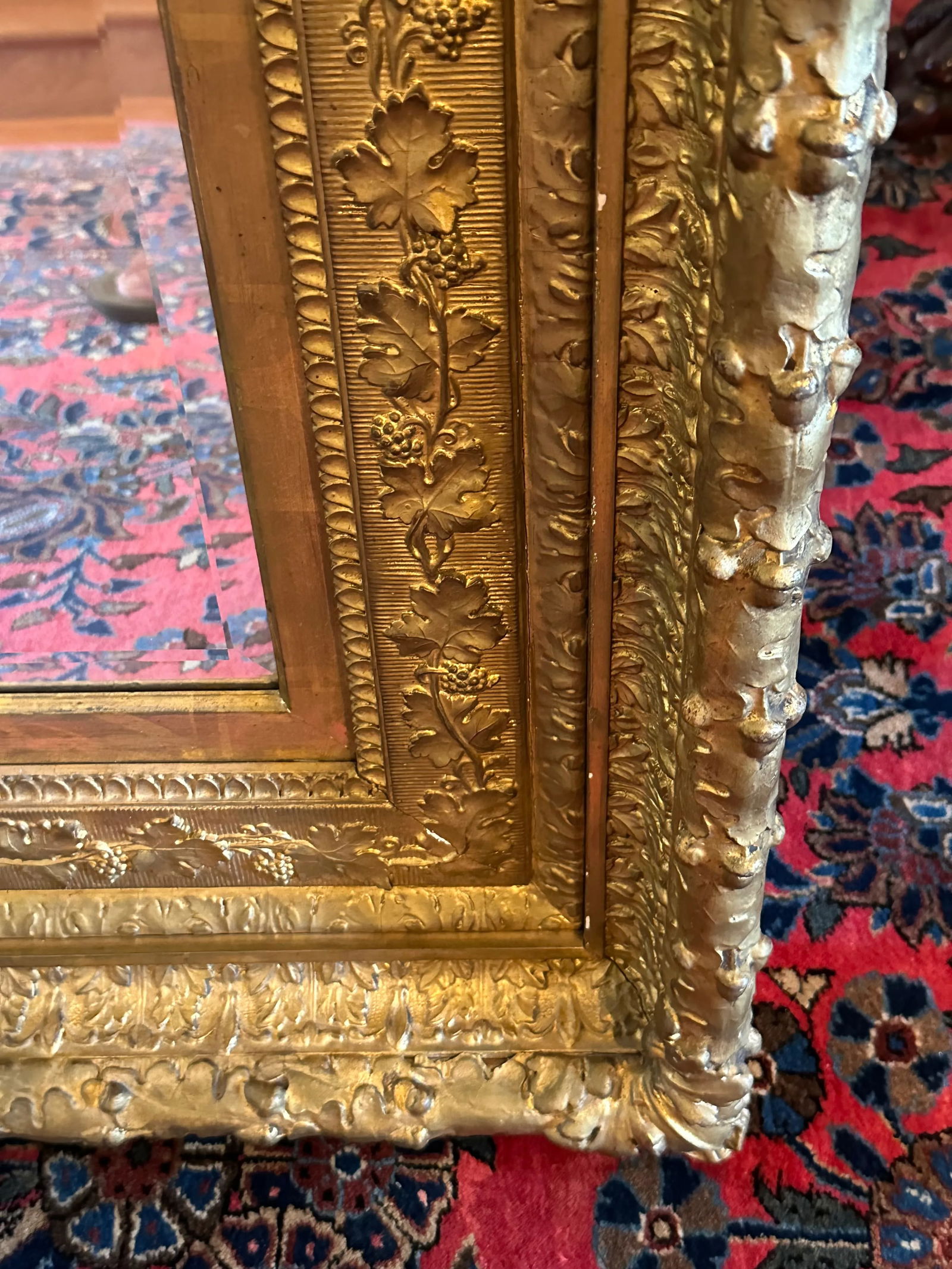 Antique Gold Grosse Frame With Beveled Mirror - 6