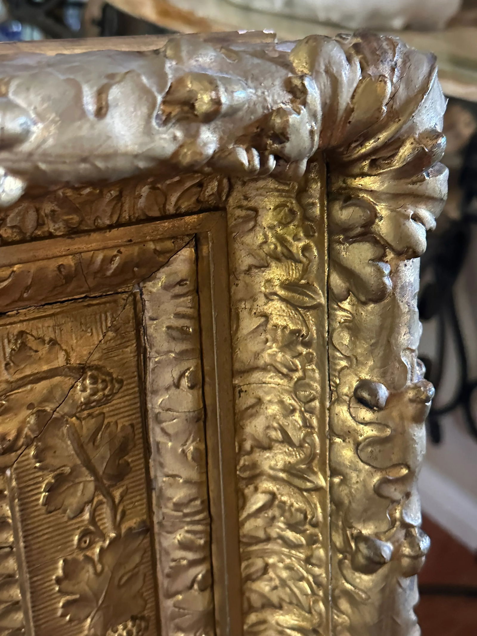 Antique Gold Grosse Frame With Beveled Mirror - 9