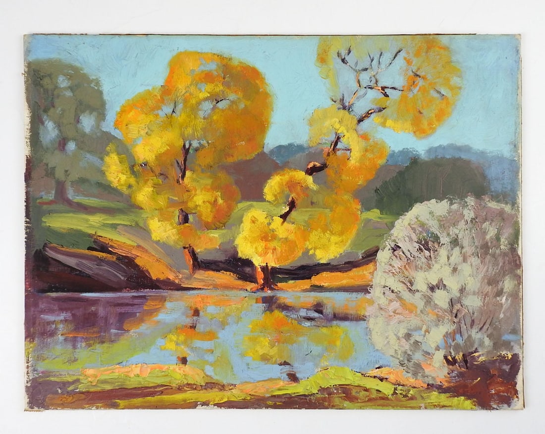 Vintage Mid-Century Gaitha Browning Autumn Landscape Painting - 2
