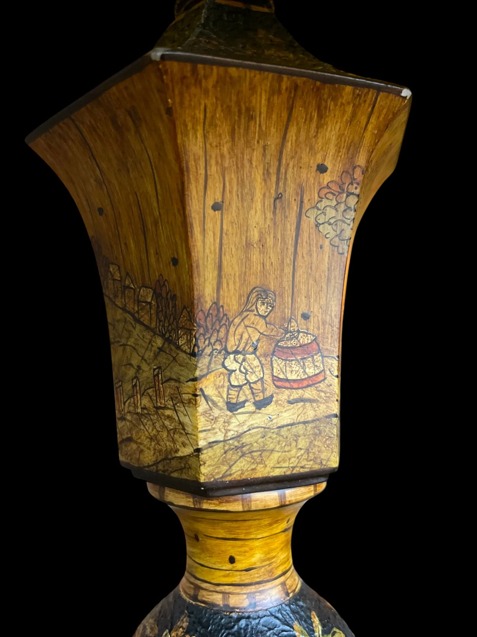 Vintage Chinoiserie Tole Table Lamps With Hand-Painted Landscape Shades – A Pair - 11