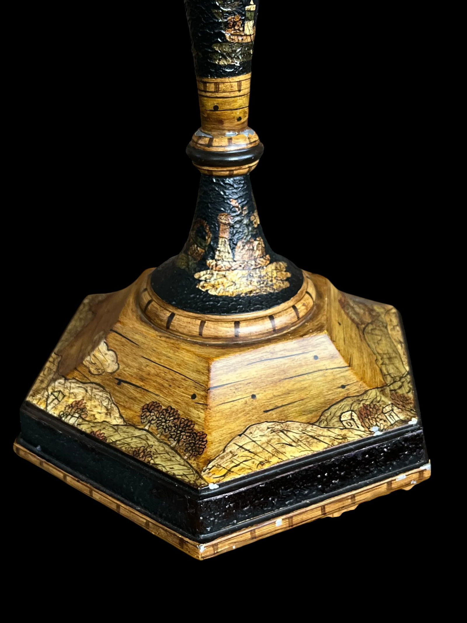 Vintage Chinoiserie Tole Table Lamps With Hand-Painted Landscape Shades – A Pair - 13