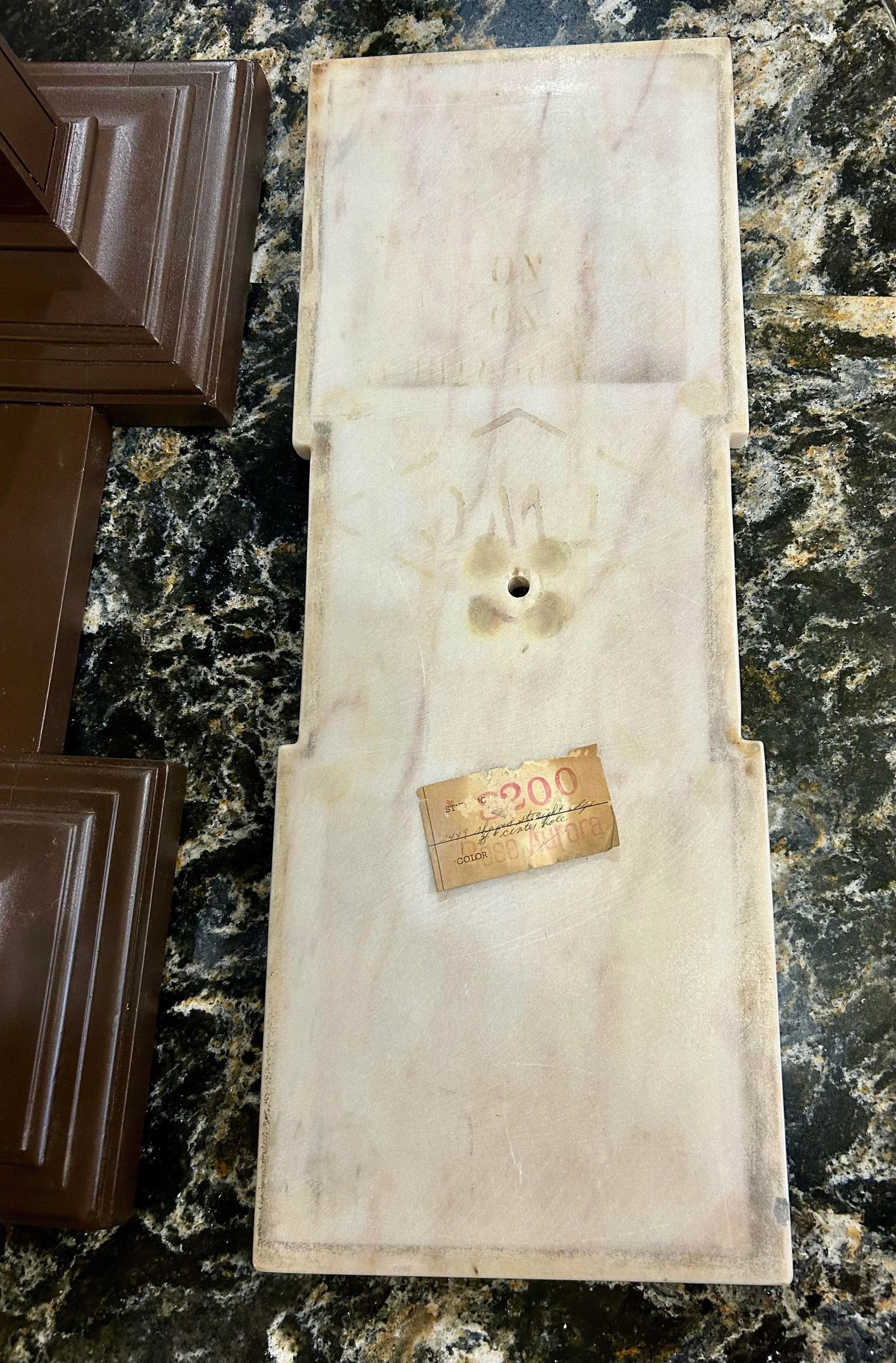 1950's, Weiman Side/Gallery Table, W/Marble Top, Pedestal Base, Brass Handle - 11