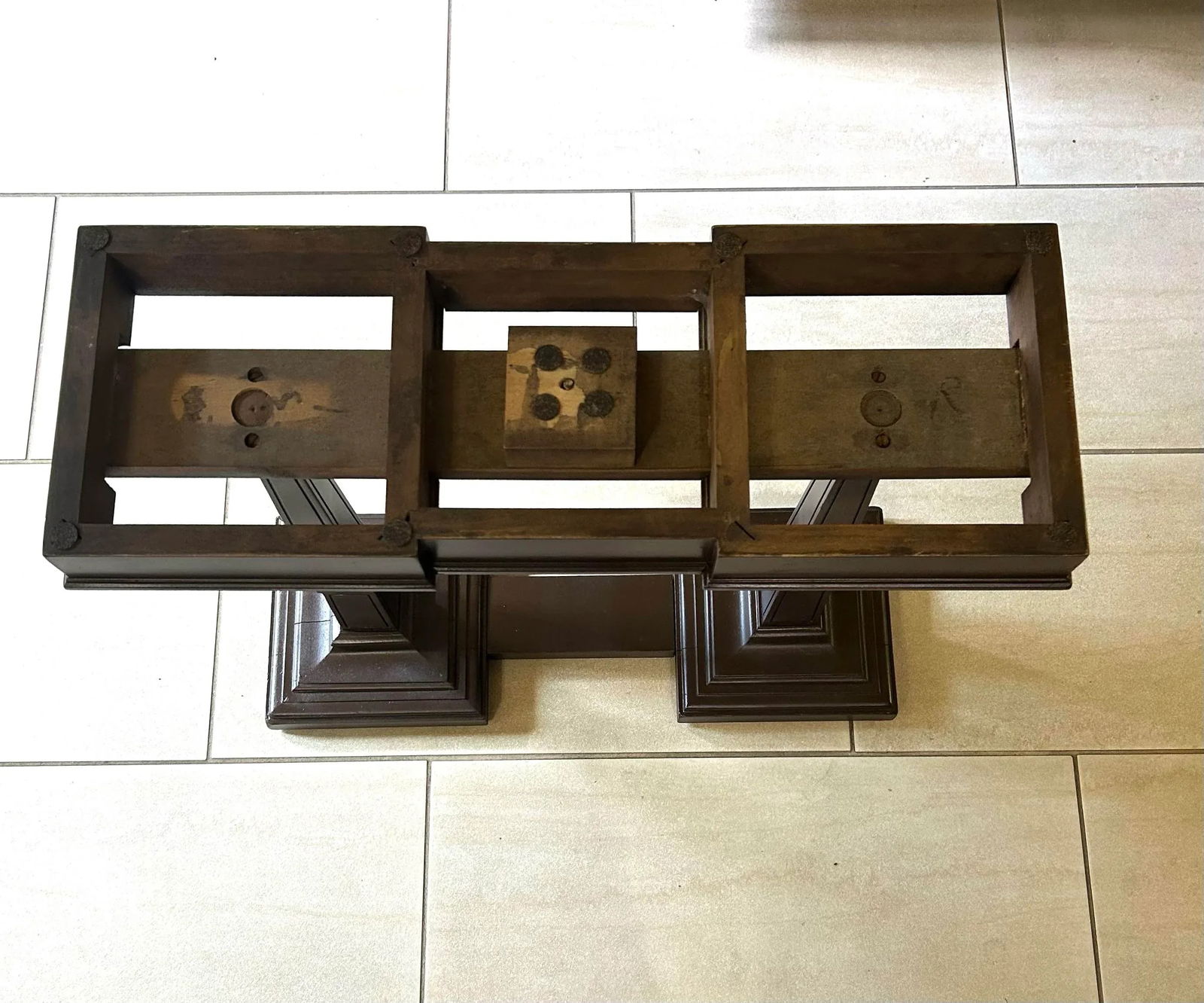 1950's, Weiman Side/Gallery Table, W/Marble Top, Pedestal Base, Brass Handle - 5