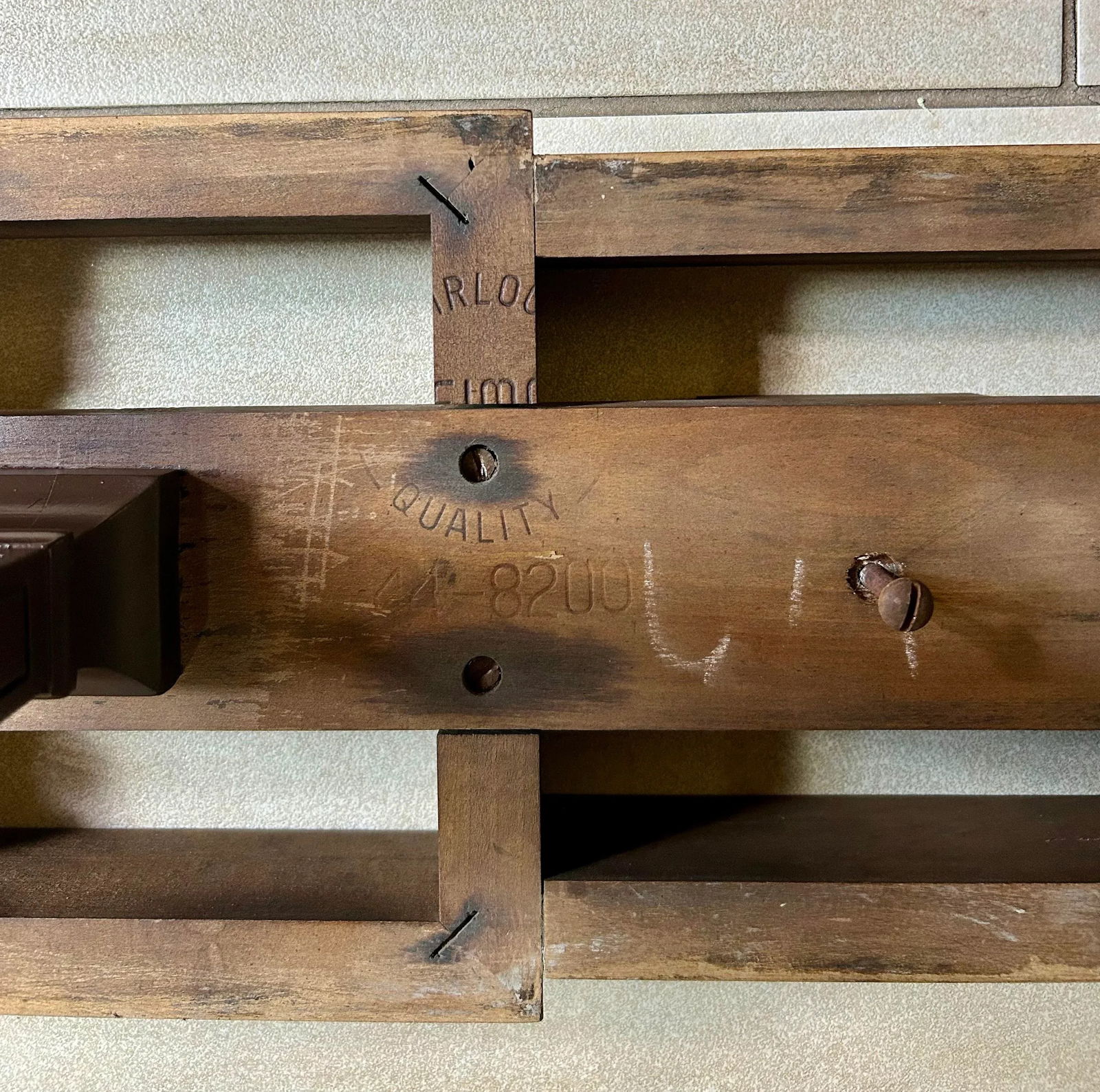 1950's, Weiman Side/Gallery Table, W/Marble Top, Pedestal Base, Brass Handle - 7