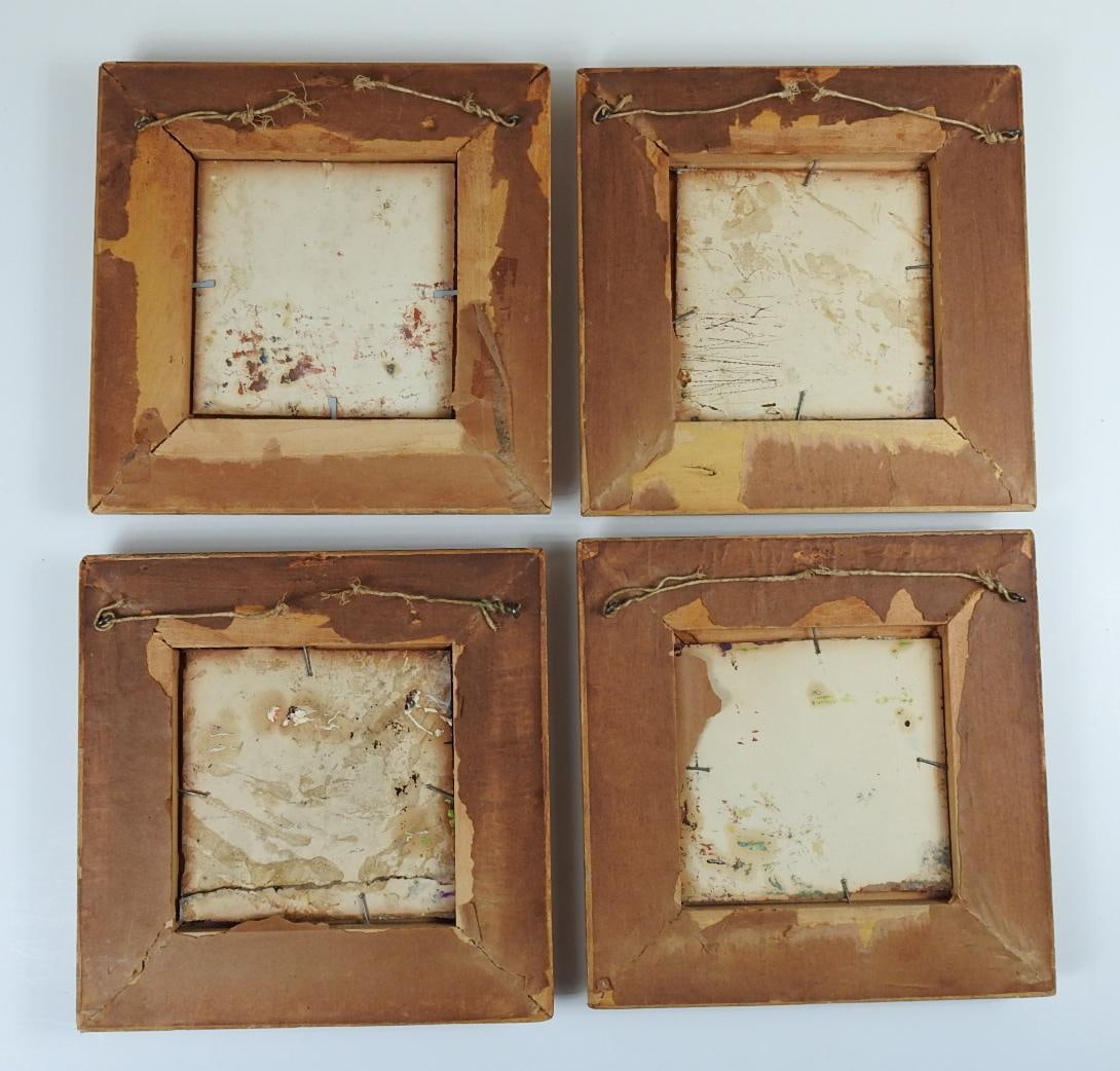 Small Mid 20th Century Modernist Village Paintings - Set of 4 - 7