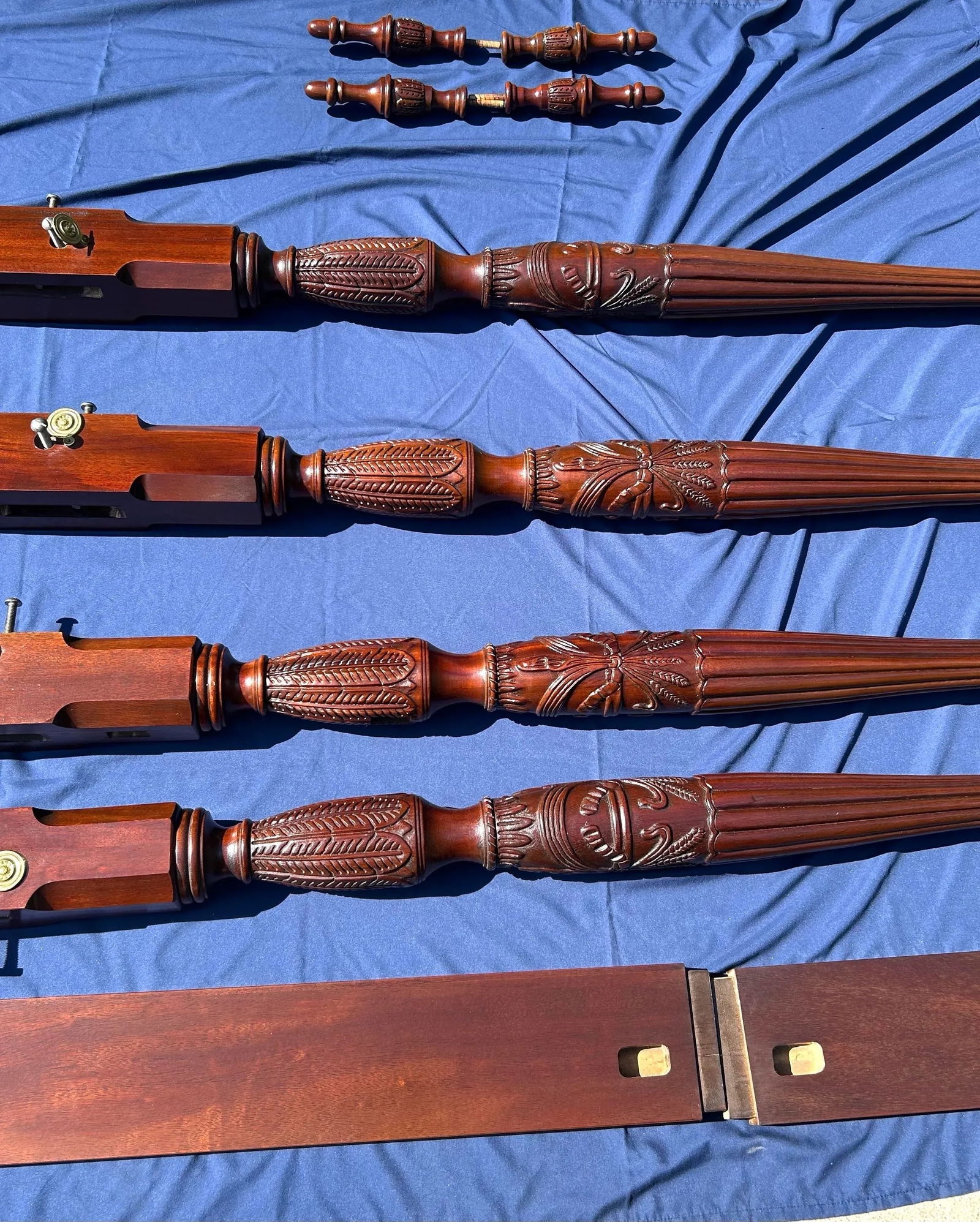 Lexington, Full/Double Size, 4-Poster Cherry Bed, Ornately Carved Rice Design, Reeded Posts, Brass D - 10