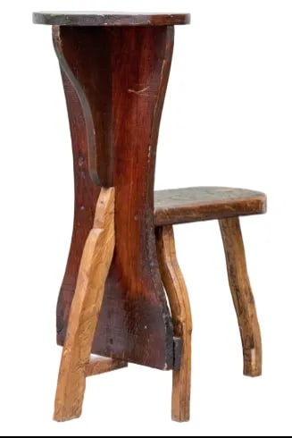 Early 20th Century One of a Kind Artisanal Primitive Hand-Carved Wood Chair - 2